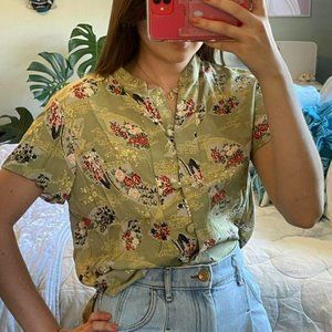 Sage Green East Asian Style Button-up Top